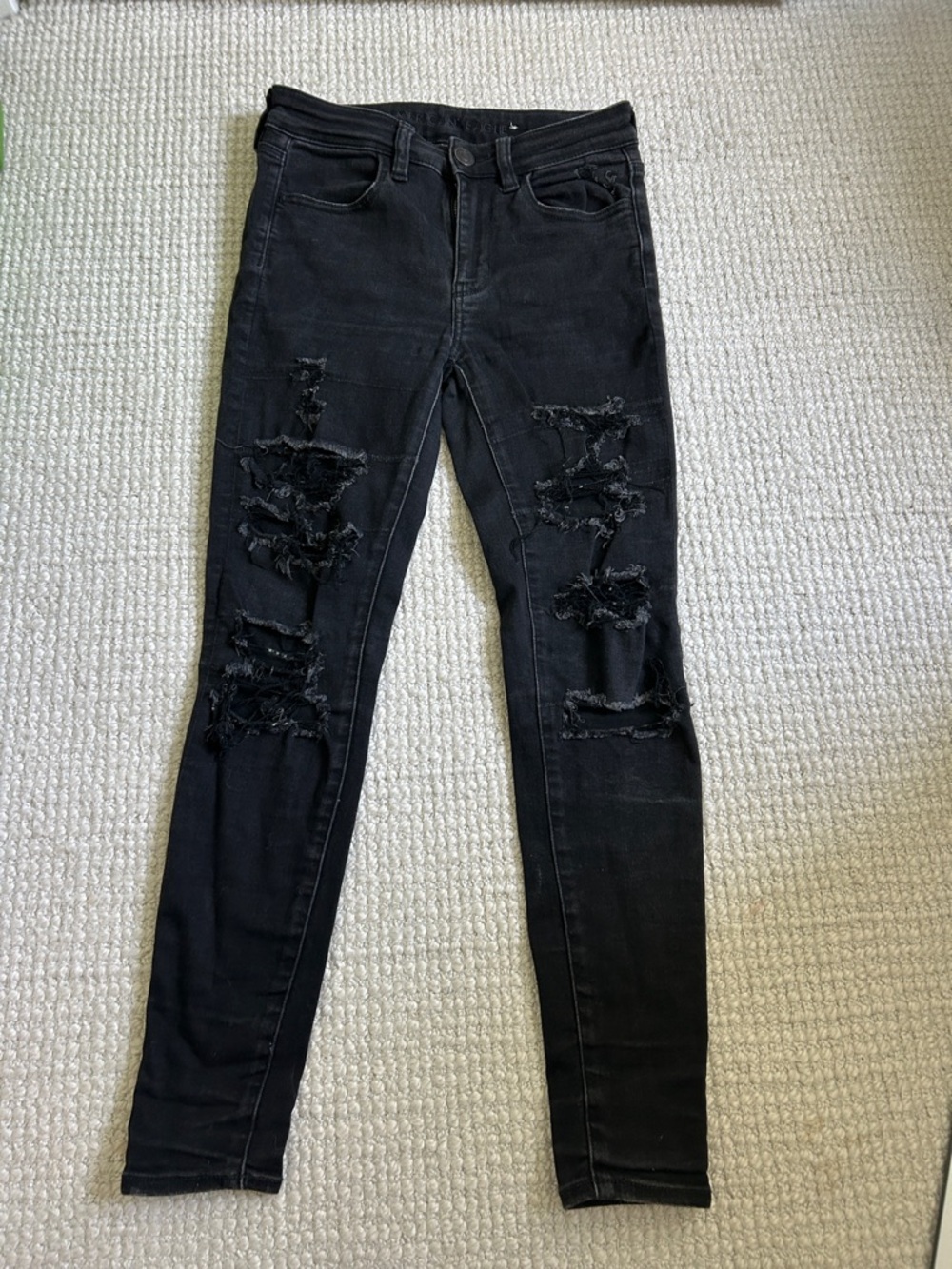 American Eagle Outfitters Black Distressed Skinny Jeans
